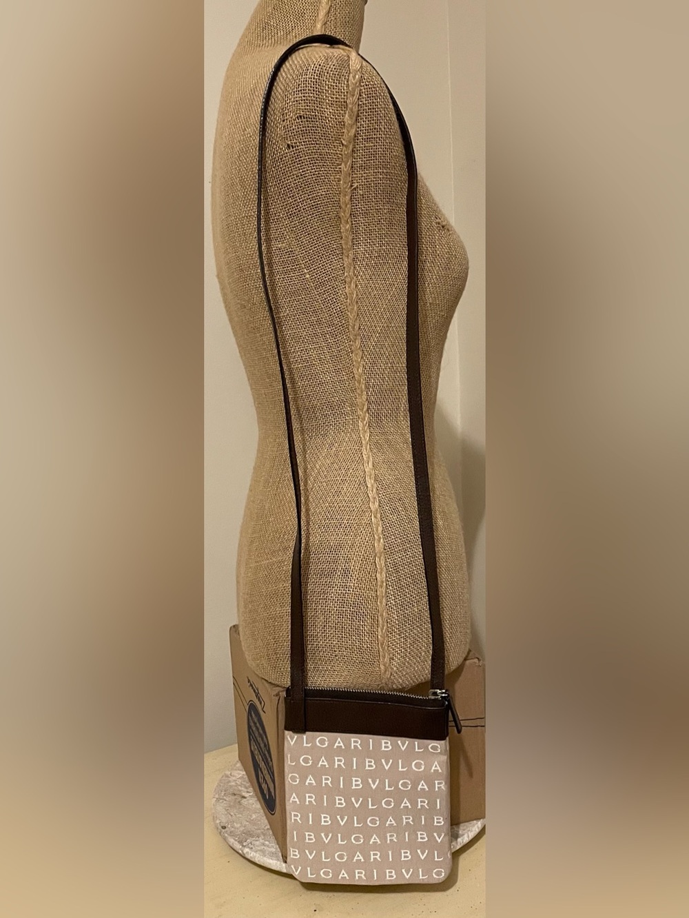 Bvlgari Authentic Vintage Crossbody Bag in Lt. Brown/Cream Canvas, Dark Leather - Picture 4 of 13